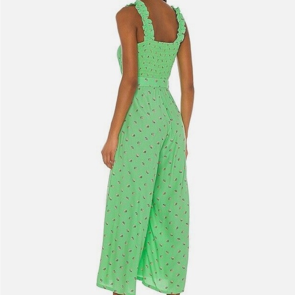 Faithfull The Brand - Dolores Spearmint Green Floral Jumpsuit - Size S(4) - Picture 2 of 9